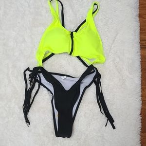 Green and Black Bikini
